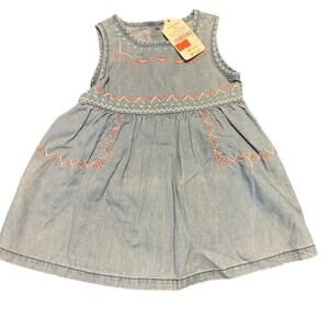 NWT Gymboree Baby Denim Blue Dress Embroidered Aztec 3-6 Months Girls